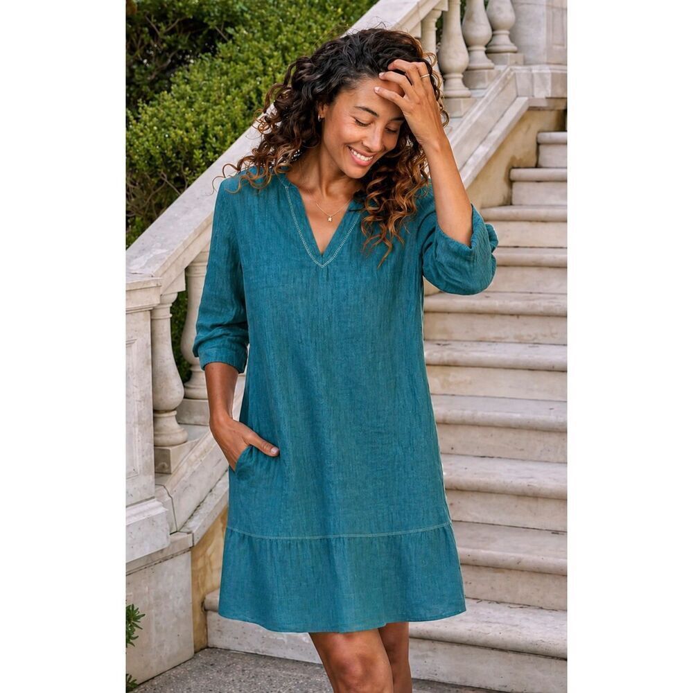 NWT Brora linen ruffle hem tunic, size 6 $168 C26